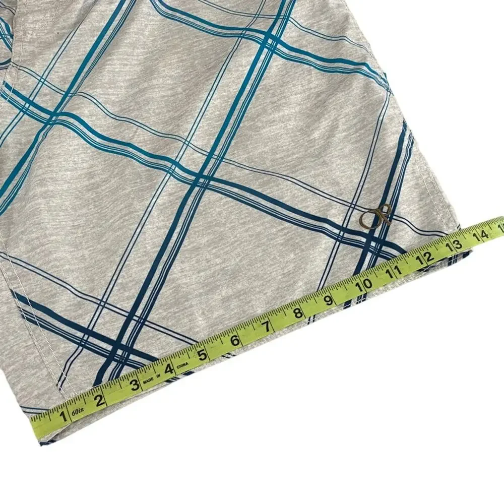 OP Ocean Pacific Swim Trunks Gray Teal Plaid Board Shorts Mens XL 40 42 Surf